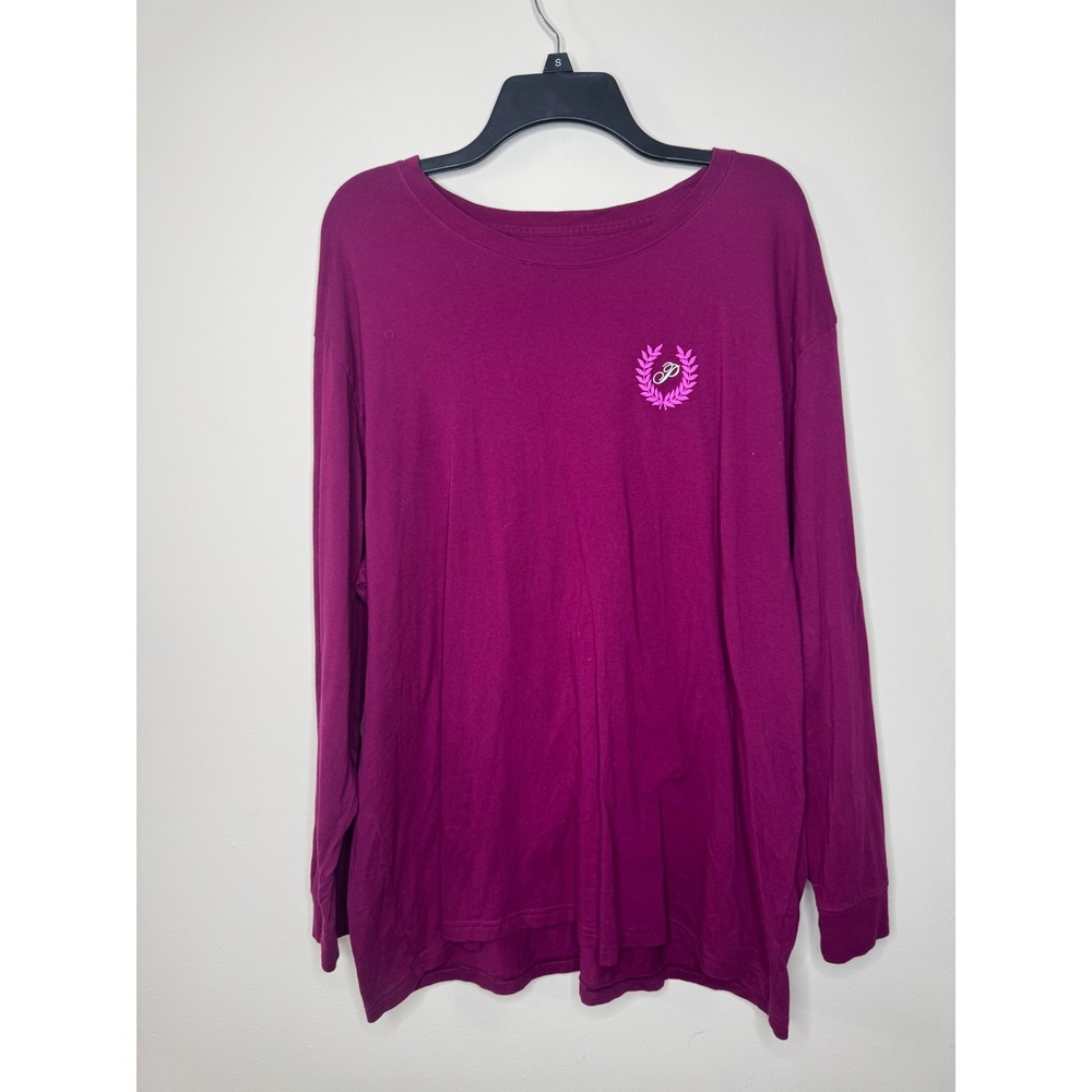 Victoria's Secret PINK Long Sleeve T-Shirt Magenta Purple Logo Graphic XXL